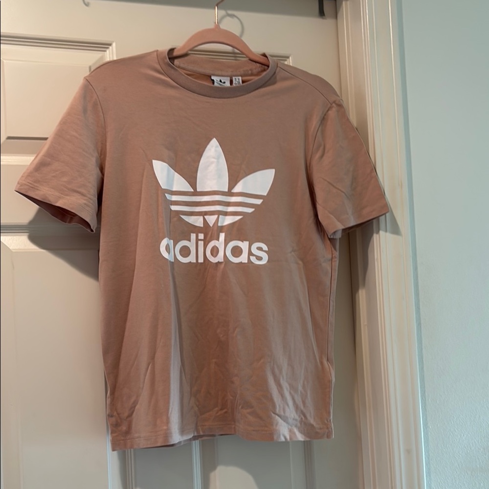 Adidas Tan Tee with White Trefoil Logo